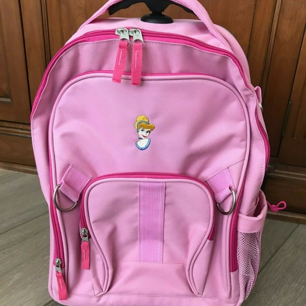 Princess Cinderella School Rolling Backpack Pink LUGGAGE Disney Store Suitcase